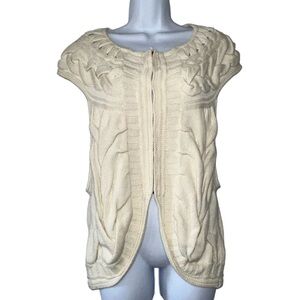 Anthropologie Moth Women’s Ivory Chunky Knit Sleeveless Sweater Vest-Size Medium